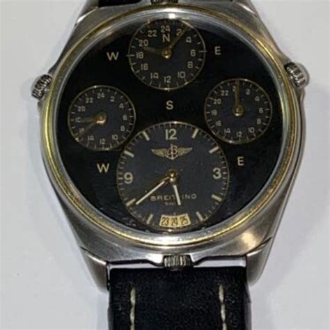 breitling rare breitling world 4 time zones 80's|Rare Breitling 18KT /SS World Time Pilots Watch Vintage Men's .